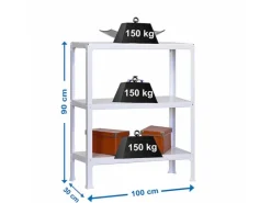 PROREGAL Wohnregal Living Koala Metal mit 3 Fachböden HxBxT 90 x 100 x 30 cm Fachlast 150 kg Weiß/Weiß* Büroregale