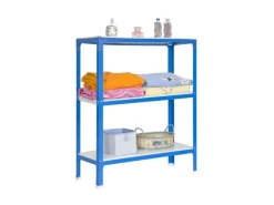PROREGAL Wohnregal Living Koala Metal mit 3 Fachböden HxBxT 90 x 80 x 40 cm Fachlast 150 kg Blau/Weiß* Büroregale