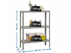 PROREGAL Wohnregal Living Koala Metal mit 3 Fachböden HxBxT 90 x 80 x 30 cm Fachlast 150 kg Grau/Grau