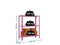 PROREGAL Wohnregal Living Koala Metal mit 3 Fachböden HxBxT 90 x 100 x 30 cm Fachlast 150 kg Rosa/Weiß* Büroregale