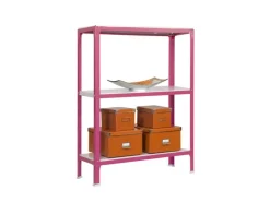 PROREGAL Wohnregal Living Koala Metal mit 3 Fachböden HxBxT 90 x 100 x 30 cm Fachlast 150 kg Rosa/Weiß* Büroregale