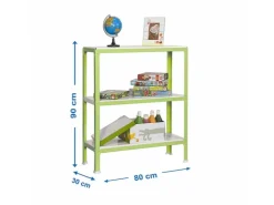 PROREGAL Wohnregal Living Koala Metal mit 3 Fachböden HxBxT 90 x 80 x 30 cm Fachlast 150 kg Grün/Weiß* Büroregale