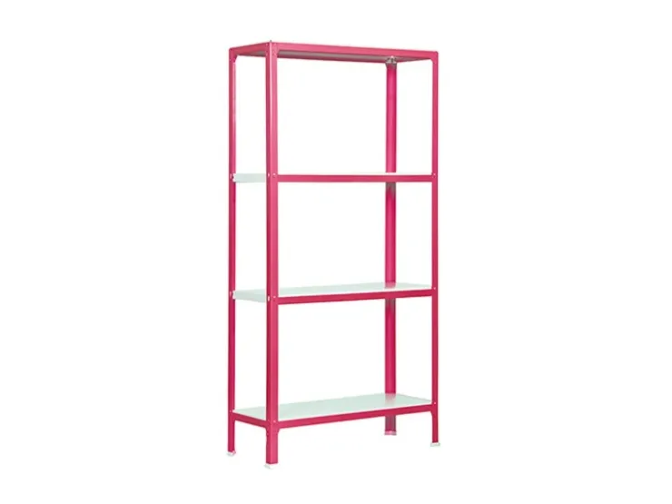 PROREGAL Wohnregal Living Koala Metal mit 4 Fachböden HxBxT 160 x 100 x 30 cm Fachlast 150 kg Rosa/Weiß* Büroregale