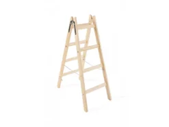 PROREGAL Wood Double Giraffe Holz-Sprossen-Stehleiter mit Sicherheitskette 2 x 5 Sprossen 163 cm Hoch Trittleiter Bockleiter Sprossen-Doppellleiter* Leitern