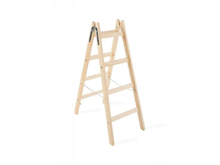 PROREGAL Wood Double Giraffe Holz-Sprossen-Stehleiter mit Sicherheitskette 2 x 5 Sprossen 163 cm Hoch Trittleiter Bockleiter Sprossen-Doppellleiter* Leitern