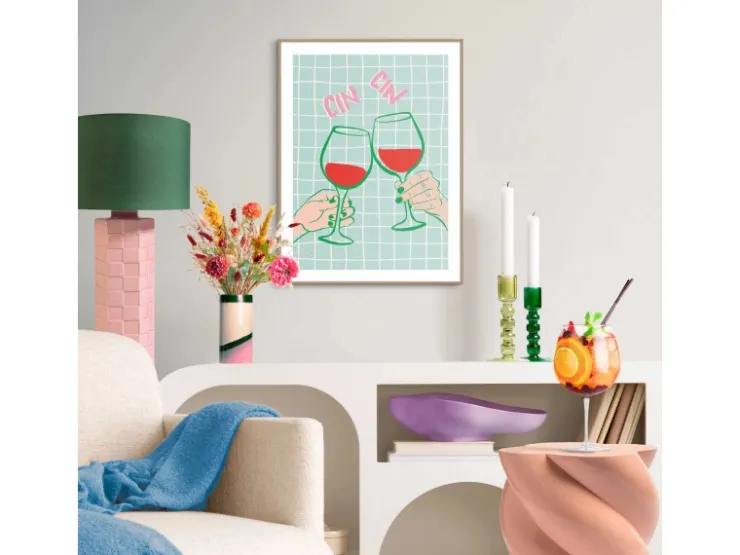 Reinders Gerahmtes Bild Cin Cin für Küche 40 cm x 30 cm Grün* Bilder