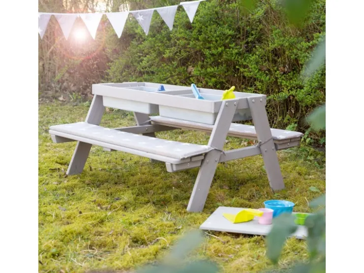roba Kindersitzgarnitur in Grau Outdoor + mit Spielwannen* Sitzbänke