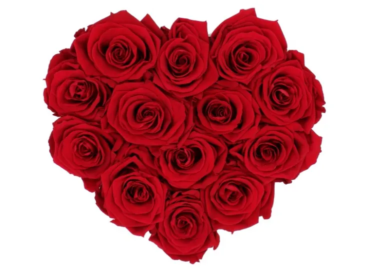 Rosenbox Herz Weiß-Schwarz mit 13 Rosen