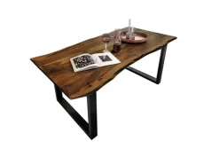 SAM Esstisch Baumkante Massiv Akazie Nussbaum 160 x 85 Schwarz QUINN* Tische