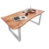 SAM Esstisch Baumkante Massiv Akazie Natur 140 x 80 Silber QUINN* Tische
