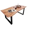 SAM Esstisch Baumkante Massiv Akazie Natur 140 x 80 Schwarz QUINN* Tische
