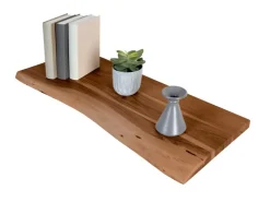 SAM Holzplatte Arya mit Echter Baumkante Einseitig 90 x 30 cm Akazienholz Nussbaum* Regale Massivholz