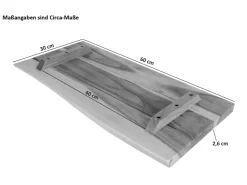 SAM Holzplatte Arya mit Echter Baumkante Einseitig 60 x 30 cm Akazienholz Natur* Regale Massivholz