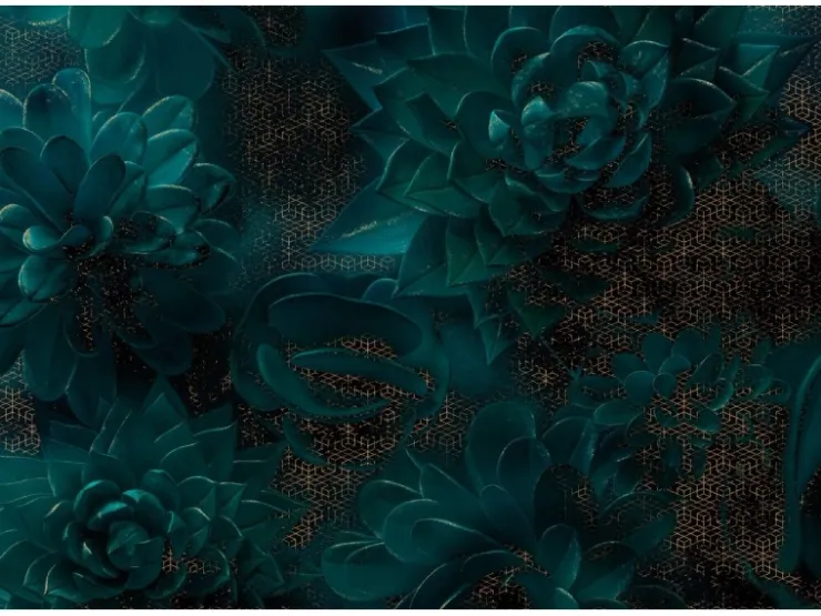 Sanders & Sanders Fototapete Blumen Petrolgrün 400 x 280 cm 611862
