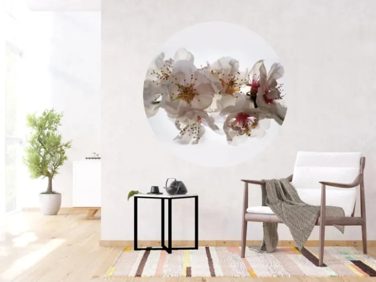 Sanders & Sanders Selbstklebende Runde Tapete Blumen Weiß und Rosa Ø 140 cm 601130* Wandtattoos