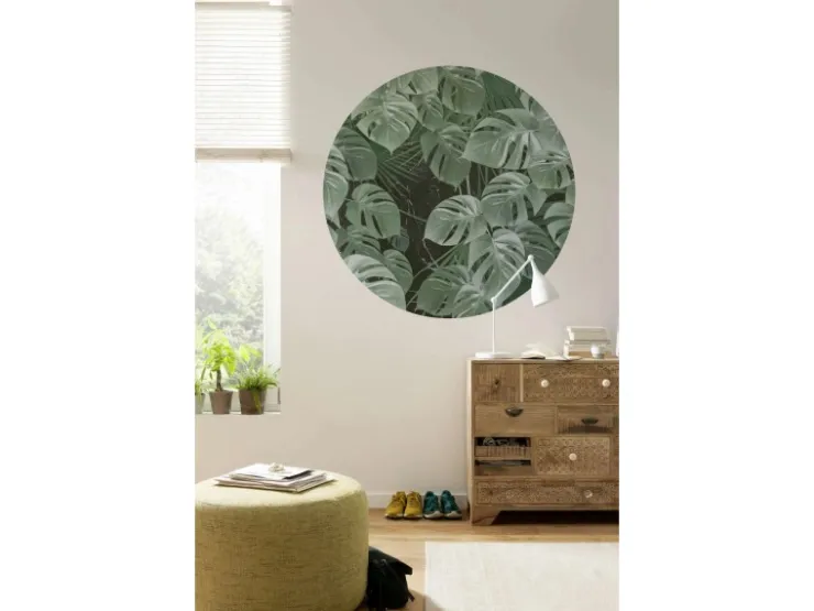 Sanders & Sanders Selbstklebende Runde Tapete Blätter Grün Ø 125 cm 611731* Wandtattoos