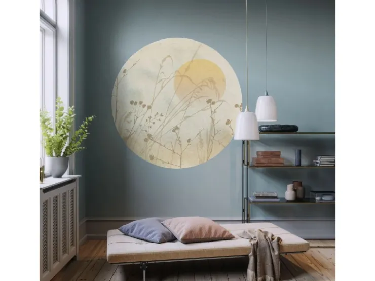 Sanders & Sanders Selbstklebende Runde Tapete Landschaft Sandbeige Ø 125 cm 612354* Wandtattoos