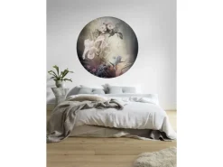 Sanders & Sanders Selbstklebende Runde Tapete Blumen Rosa Blau und Grün Ø 125 cm 611736* Wandtattoos