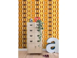 Sanders & Sanders Tapete Retro-Ornamente Gelb Braun und Orange 53 cm x 10.05 m* Dekorative Tapeten