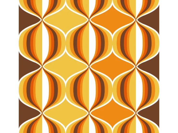 Sanders & Sanders Tapete Retro-Ornamente Gelb Braun und Orange 53 cm x 10.05 m* Dekorative Tapeten
