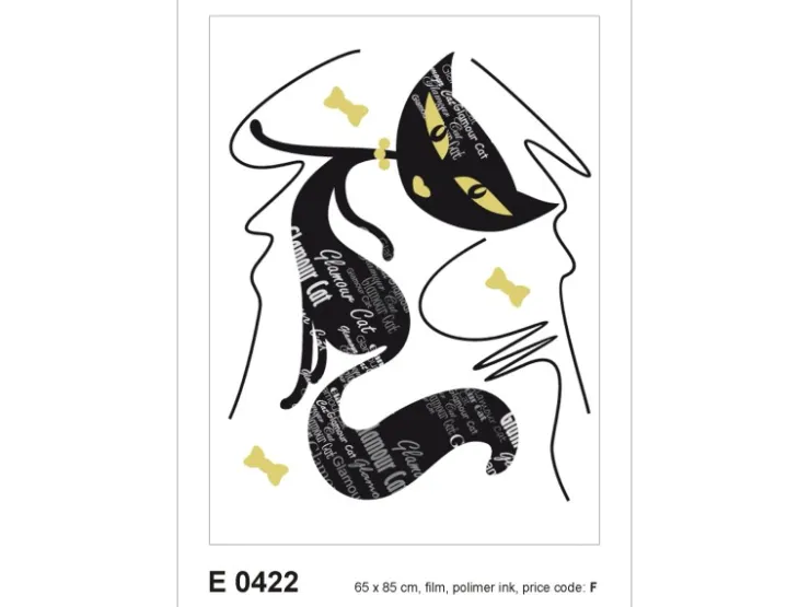 Sanders & Sanders Wandtattoo Katze Schwarz 65 x 85 cm 600247
