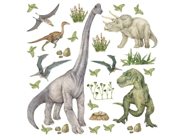 Sanders & Sanders Wandtattoo Dinosaurier Grün 30 x 30 cm 601333* Wandtattoos