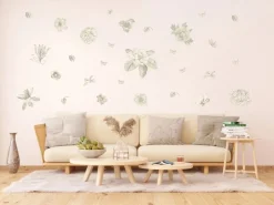 Sanders & Sanders Wandtattoo Blumen Grau 85 x 65 cm 601351