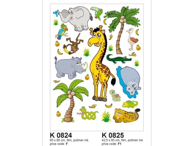 Sanders & Sanders Wandtattoo Dschungeltiere Gelb Grün und Grau 65 x 85 cm 600305* Wandtattoos