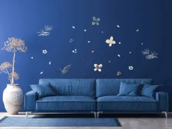 Sanders & Sanders Wandtattoo Blumenmuster Beige Blau und Orange 65 x 42.5 cm 601341* Wandtattoos