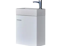 Sanicomfort Einzelwaschtisch 45 cm Weiß Hochglanz Ohne Softclose* Weißlacke