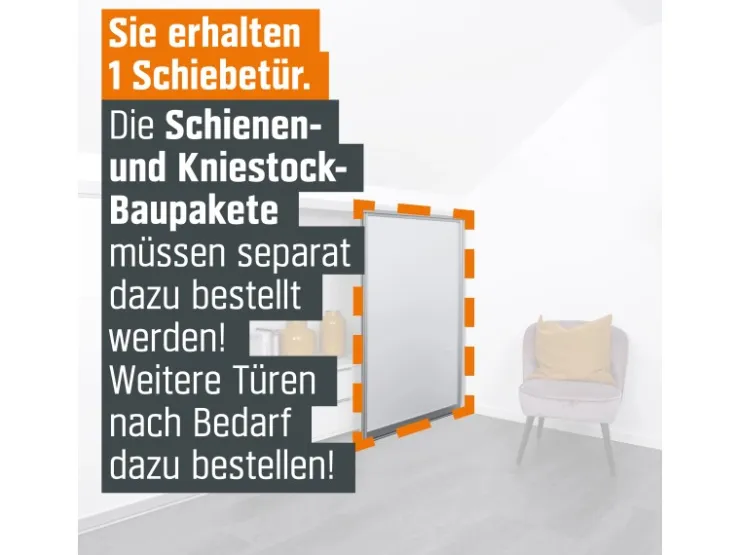 Skyscope Schiebetür-Bau-Set Kniestock Profil Silber Dekor 1022 x 1400 mm* Sideboards
