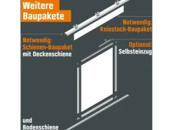 Skyscope Schiebetür-Bau-Set Kniestock Profil Silber Dekor 1022 x 1400 mm* Sideboards
