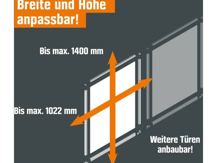 Skyscope Schiebetür-Bau-Set Kniestock Profil Silber Dekor 1022 x 1400 mm* Sideboards