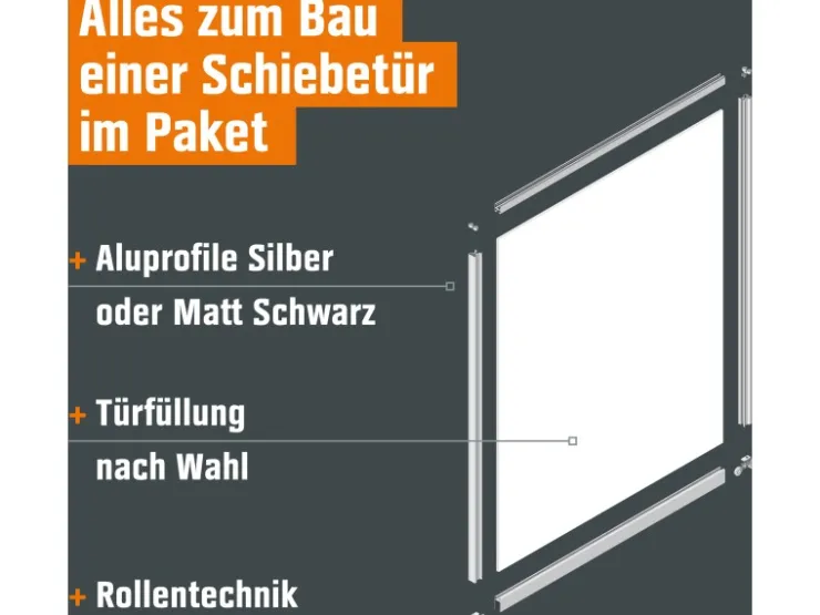 Skyscope Schiebetür-Bau-Set Kniestock Profil Silber Dekor 1022 x 1400 mm* Sideboards