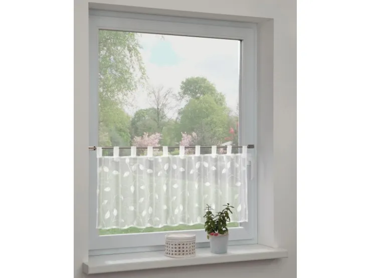 Sehlbach Bistrogardine mit Schlaufen Rankenstickerei 135 cm x 45 cm Weiß* Vitrinen