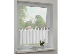Sehlbach Bistrogardine mit Schlaufen Shiny Border 135 cm x 45 cm Weiß* Vitrinen