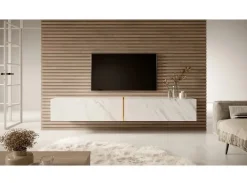 Selsey TV-Hängeboard Bisira 200 cm e Marmoroptik mit Goldenem Einsatz