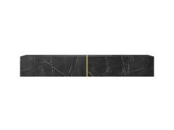 Selsey TV-Hängeboard Bisira 200 cm Schwarze Marmoroptik mit Goldenem Einsatz