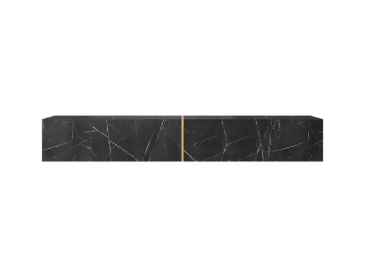 Selsey TV-Hängeboard Bisira 200 cm Schwarze Marmoroptik mit Goldenem Einsatz