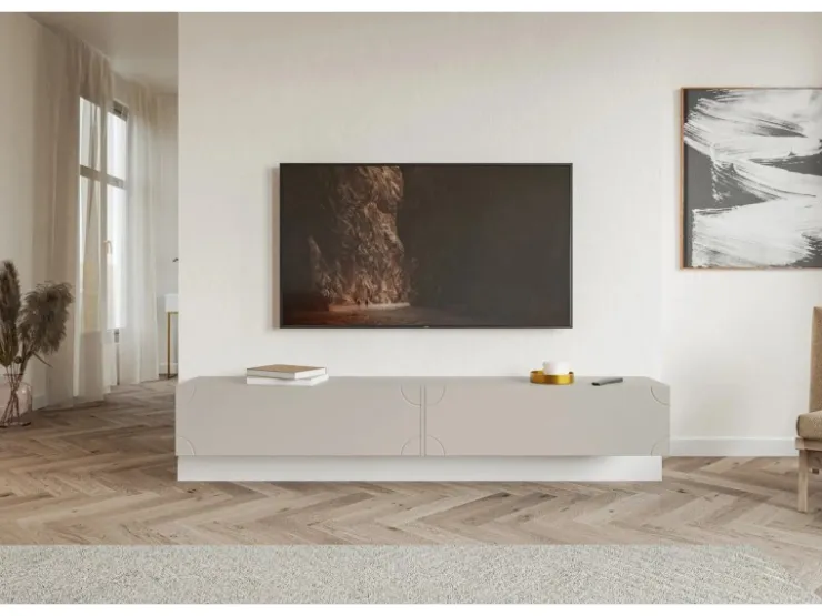 Selsey TV-Hängeboard Bisira mit Gravur 200 cm Kaschmirgrau* TV-Wände