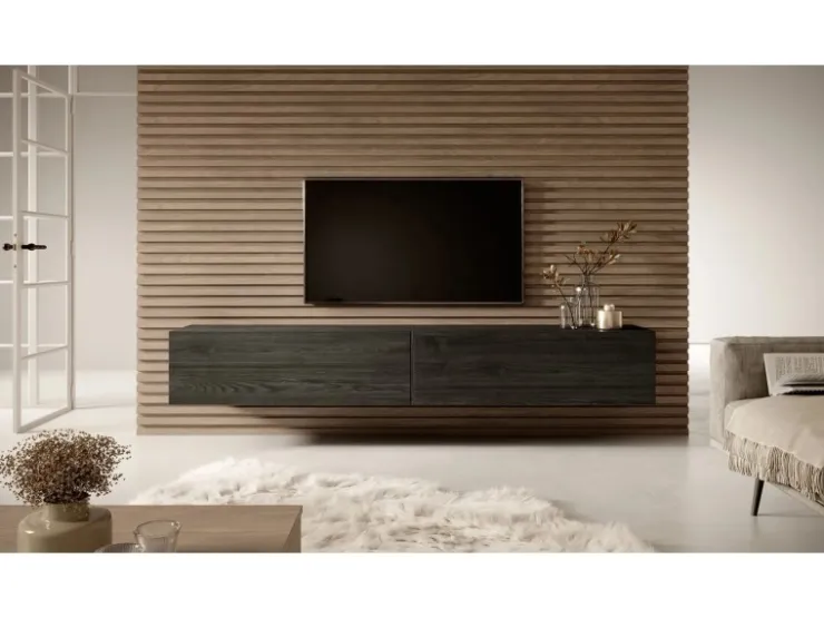Selsey TV-Hängeboard Bisira 200 cm Holzoptik Esche Schwarzgrau* TV-Wände