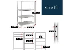 shelfr Edelstahl Schwerlastregal bis 150 kg auf 4 Ebenen 74 x 41 x 109 cm* Metallregale|Schwerlastregal