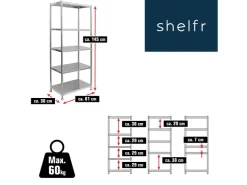 shelfr Schwerlast Edelstahl Regal mit 5 Ebenen 61 x 36 x 145 cm bis 60kg* Regalsysteme