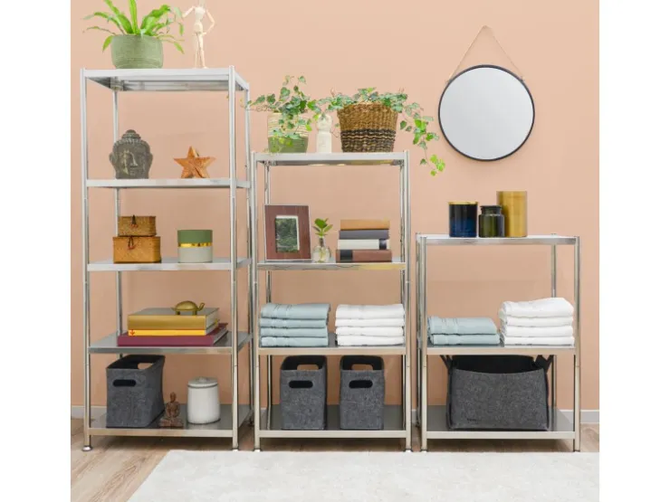 shelfr Schwerlast Edelstahl Regal mit 5 Ebenen 61 x 36 x 145 cm bis 60kg* Regalsysteme