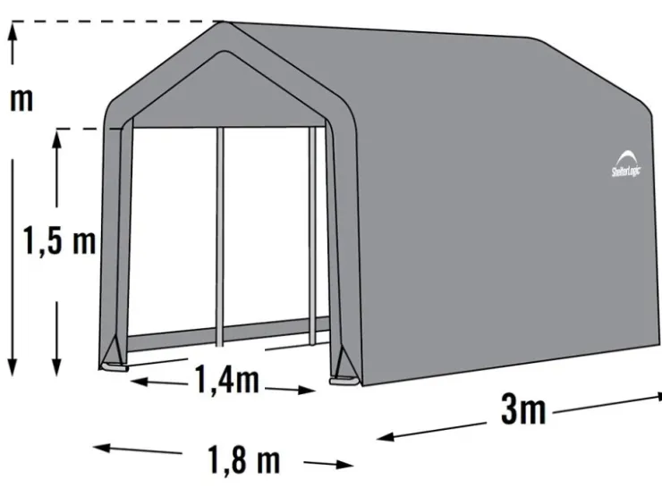 Shelter Logic ShelterLogic Foliengerätehaus 5,4 m² Grau 180 cm x 300 cm
