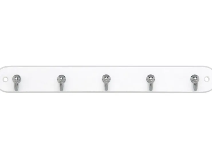 Siro Schlüsselleiste 749 Holz Buche Weiß Chrom Länge 300 mm 5 Haken FSC®* Garderoben