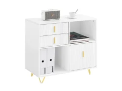 SoBuy Aktenschrank Druckertisch mit 3 Schubladen Sideboard für Büro Weiß ASK11-W* Sideboards
