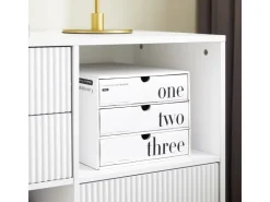 SoBuy Aktenschrank Druckertisch mit 3 Schubladen Sideboard für Büro Weiß ASK11-W* Sideboards