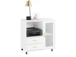 SoBuy Aktenschrank mit 2 Schubladen Druckertisch Sideboard Küchenschrank Weiß ASK09-W* Sideboards
