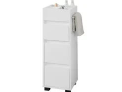 SoBuy Badezimmerschrank Badschrank mit 3 Schubladen und 4 Fächern 33x90x30cm Weiß BZR29-W